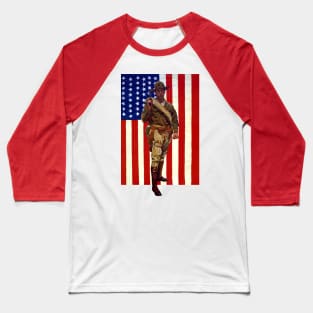 Vintage Soldier with American Flag Baseball T-Shirt